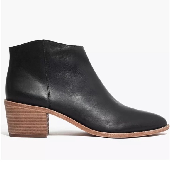 MADEWELL Justine Ankle Boots Black Leather Pointed Toe 8 - Picture 1 of 7